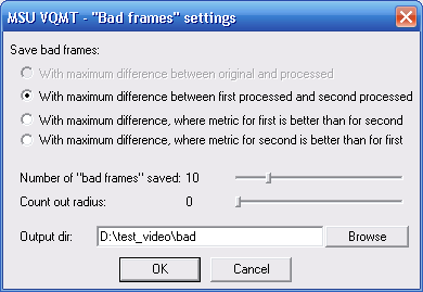 Advanced Save bad frames settings