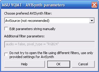 Avisynth generation parameters.
