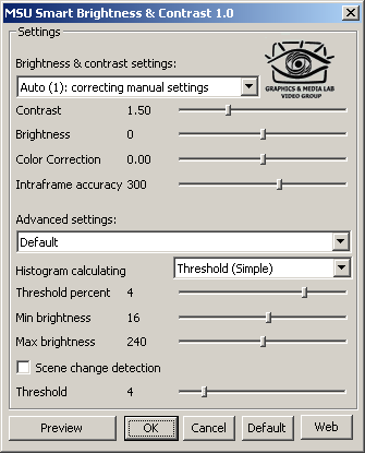 Screenshot of MSU Smart Brightness & Contrast